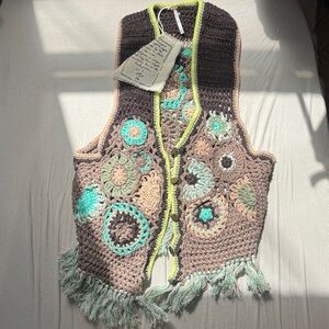 Free People Crochet Desert Rose Vest | 100% cotton